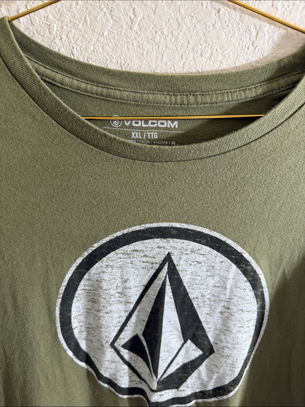 Volcom Olive Green Short-Sleeve Graphic Tee with White & Black Logo